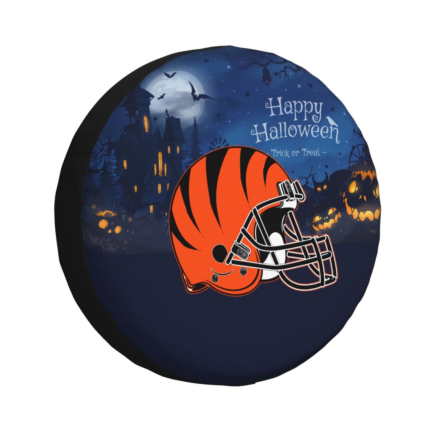 Cincinnati Bengals printed car tire cover Happy Halloween printed tire dust cover