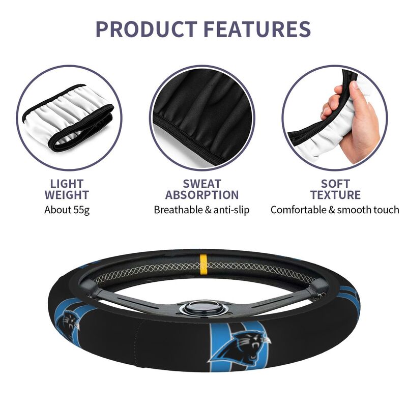 Carolina Panthers Printed breathable elastic steering wheel cover