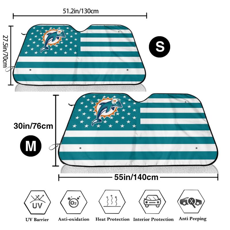 Miami Dolphins 2 Print Car windshield sunshades suitable for front Car windshield sunshades