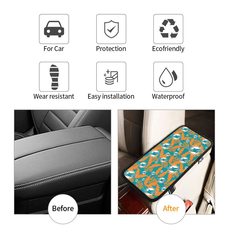 Miami Dolphins printing Center console armrest pad car armrest protective cover car