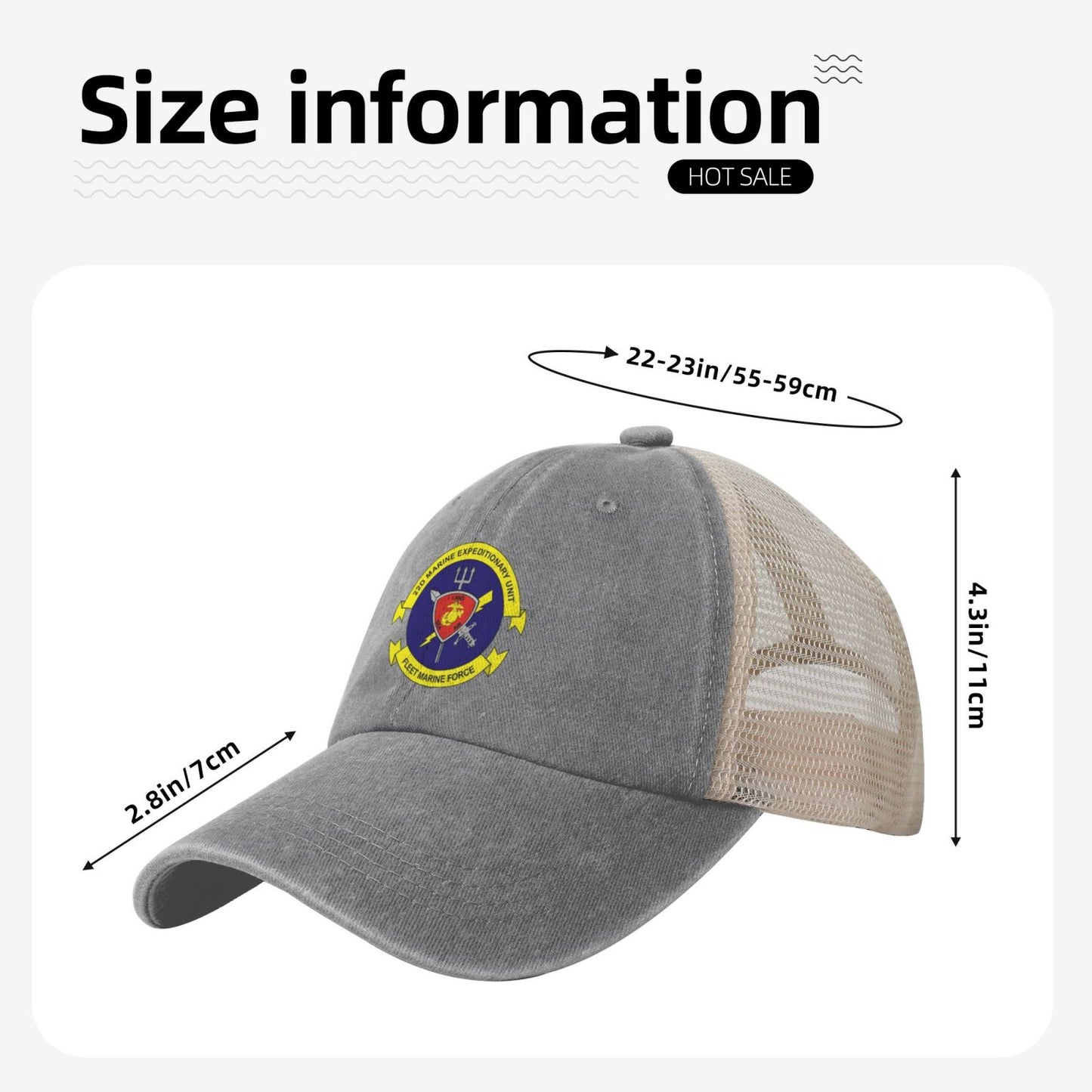 MEU22 Printed unisex baseball cap adjustable grid baseball cap veteran gift