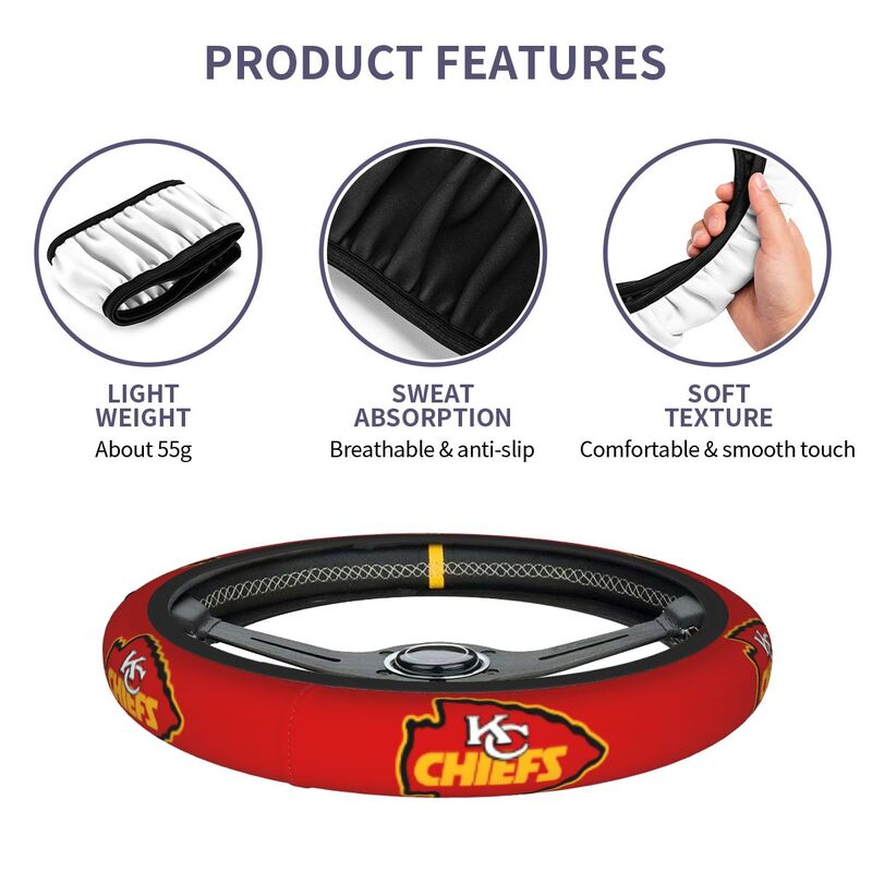 Kansas City Chiefs 1 Printed breathable elastic steering wheel cover