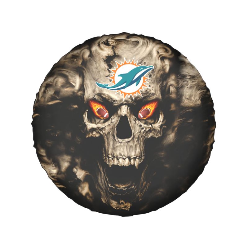 Miami Dolphins print Skull print car tire cover tire dust cover