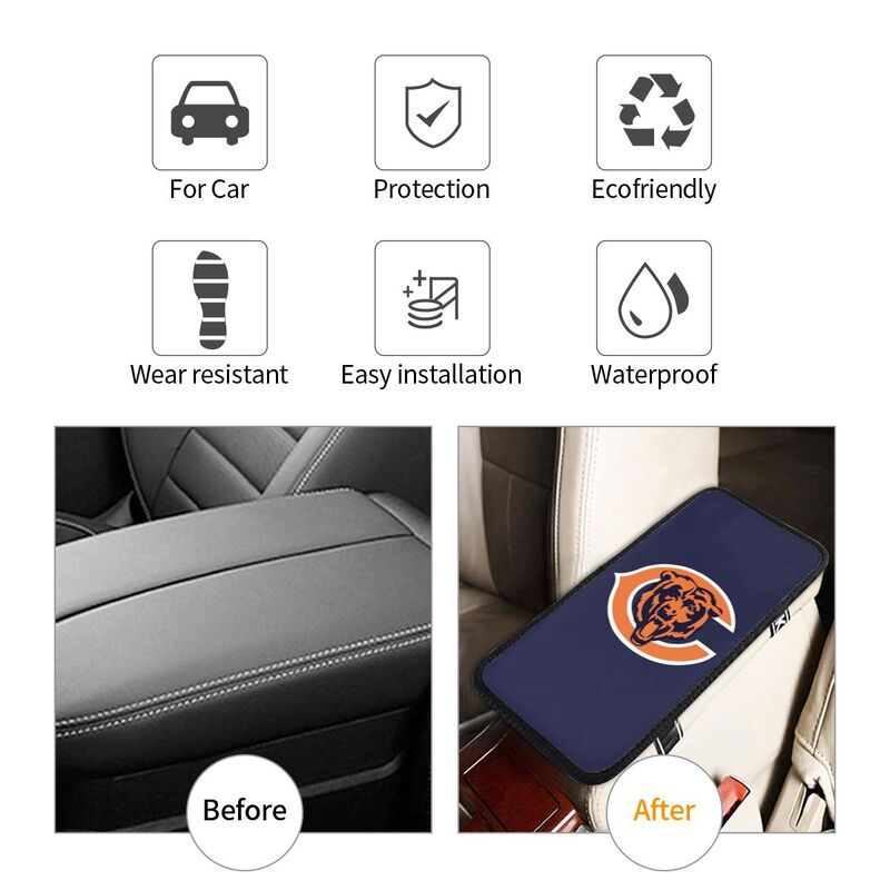 Car armrest box pad Chicago Bears Printed central armrest box cushion protective pad