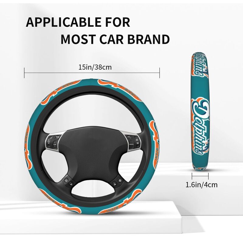 Miami Dolphins Printed breathable elastic steering wheel anti slip cover