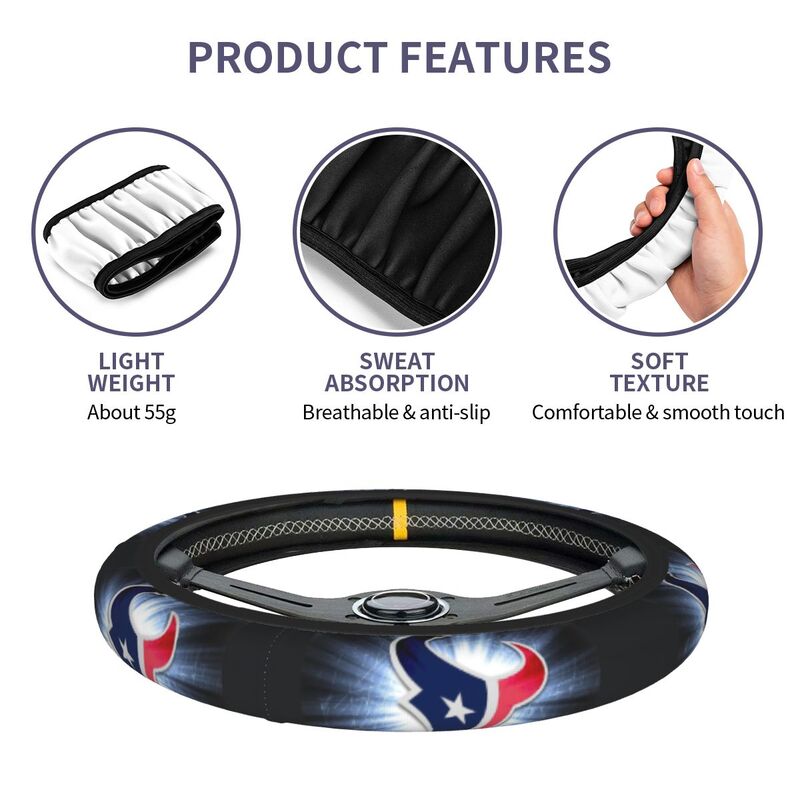 Houston Texans 3 Printed breathable elastic steering wheel protective cover