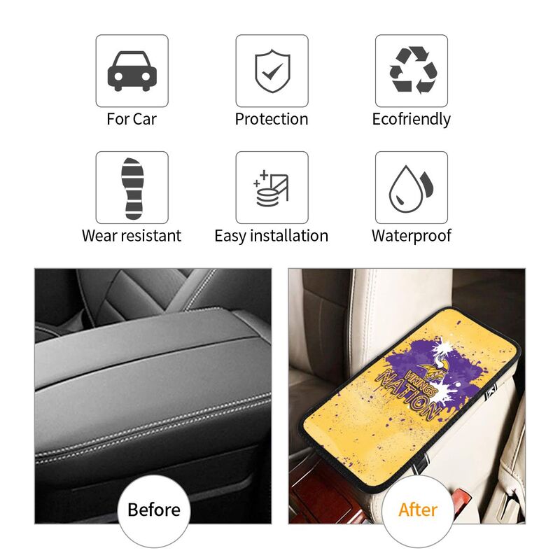 Minnesota Vikings print car center console armrest pad Car armrest box protective cover