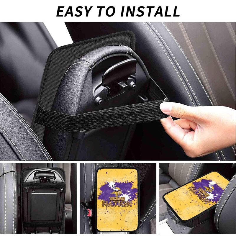 Minnesota Vikings print car center console armrest pad Car armrest box protective cover