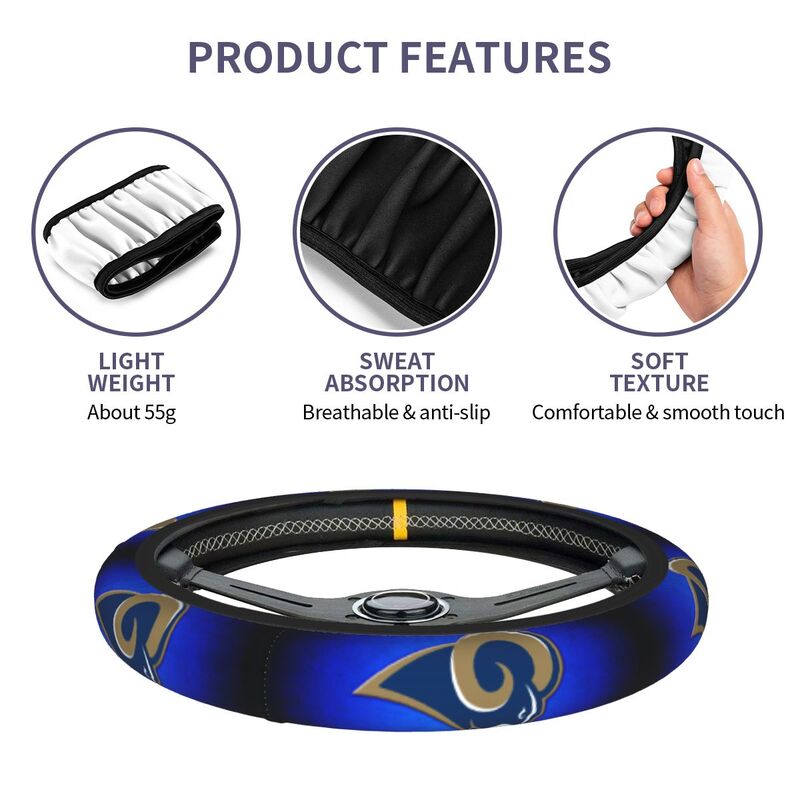 Los Angeles Rams 1 Printed breathable elastic steering wheel protective cover