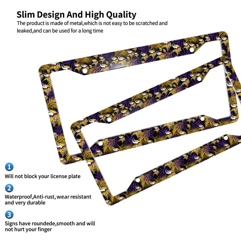 Minnesota Vikings Print Car license plate frame four hole license plate holder (one pair)