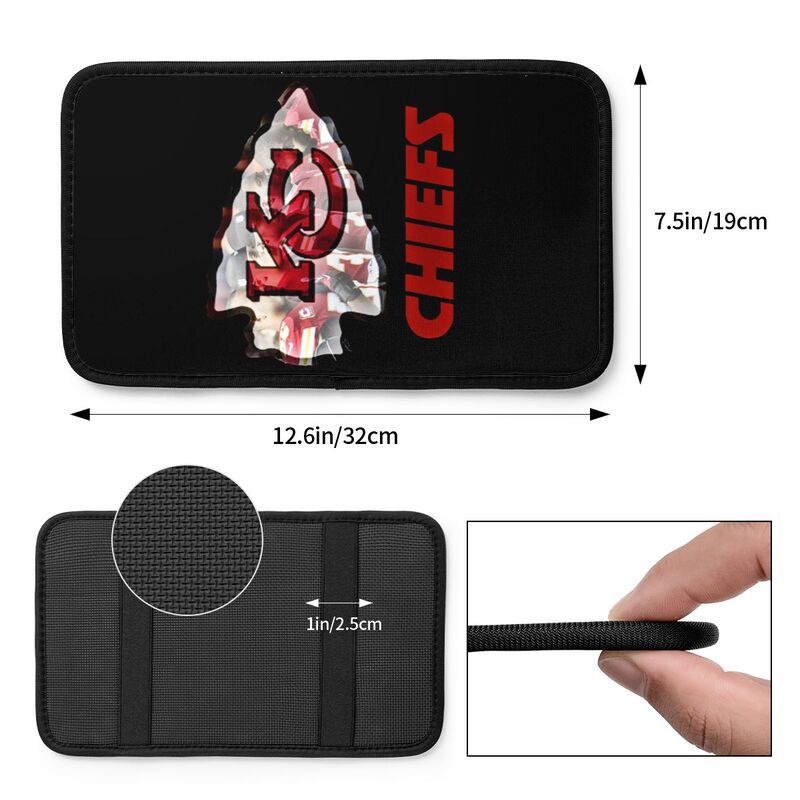 Car armrest box pad Kansas City Chiefs 3 Printed central armrest box pad protective pad