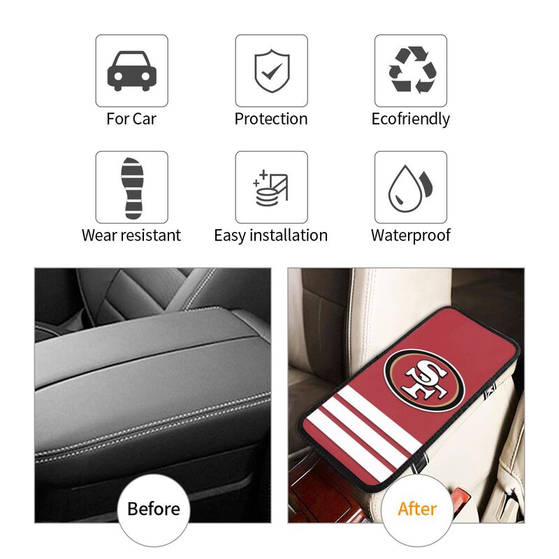 Car armrest box pad San Francisco 49ers 7 Printed central armrest box cushion protective pad