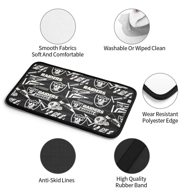 Car armrest box pad Las Vegas Raiders1 Printed central armrest box pad anti slip pad