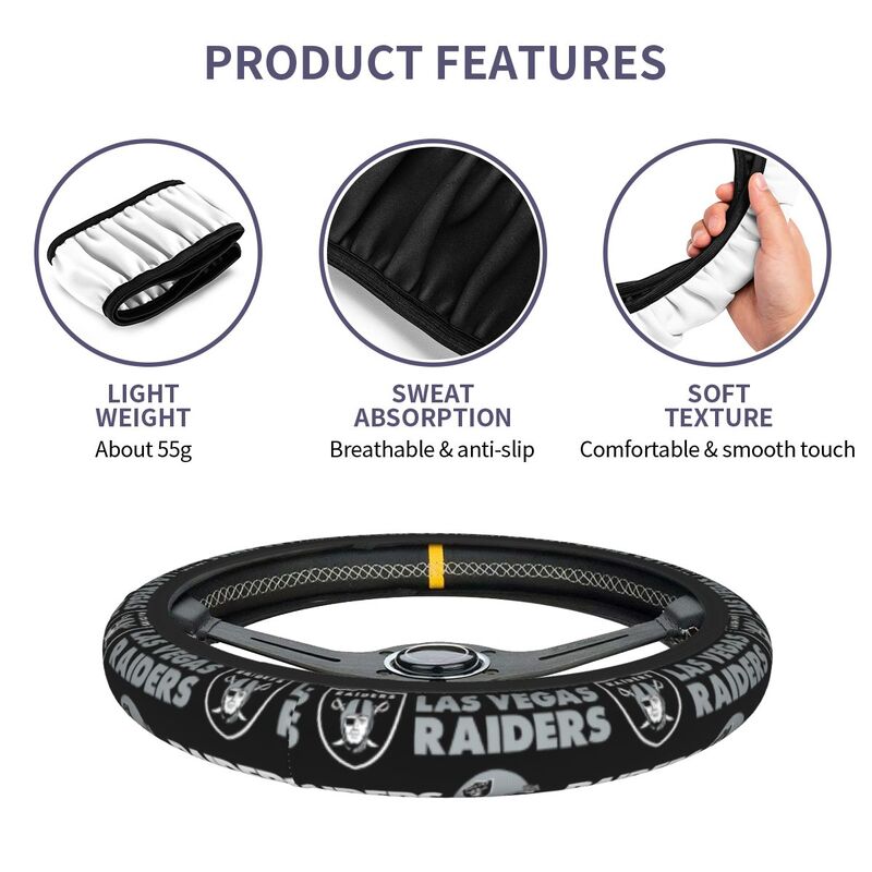 Las Vegas Raiders 2 Printed elastic steering wheel cover car steering wheel protective cover
