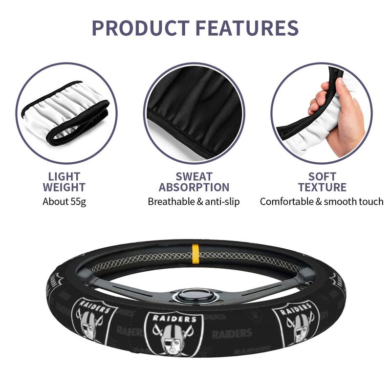 Las Vegas Raiders 3 Printed elastic steering wheel cover car steering wheel protective cover