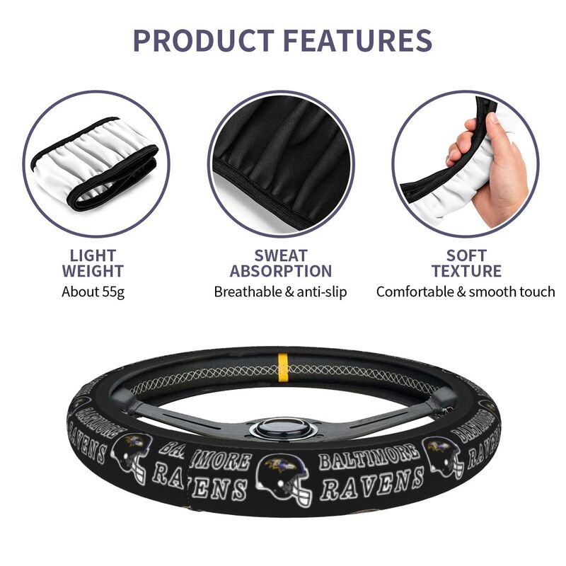 Baltimore Ravens Printed car protective cover elastic steering wheel cover