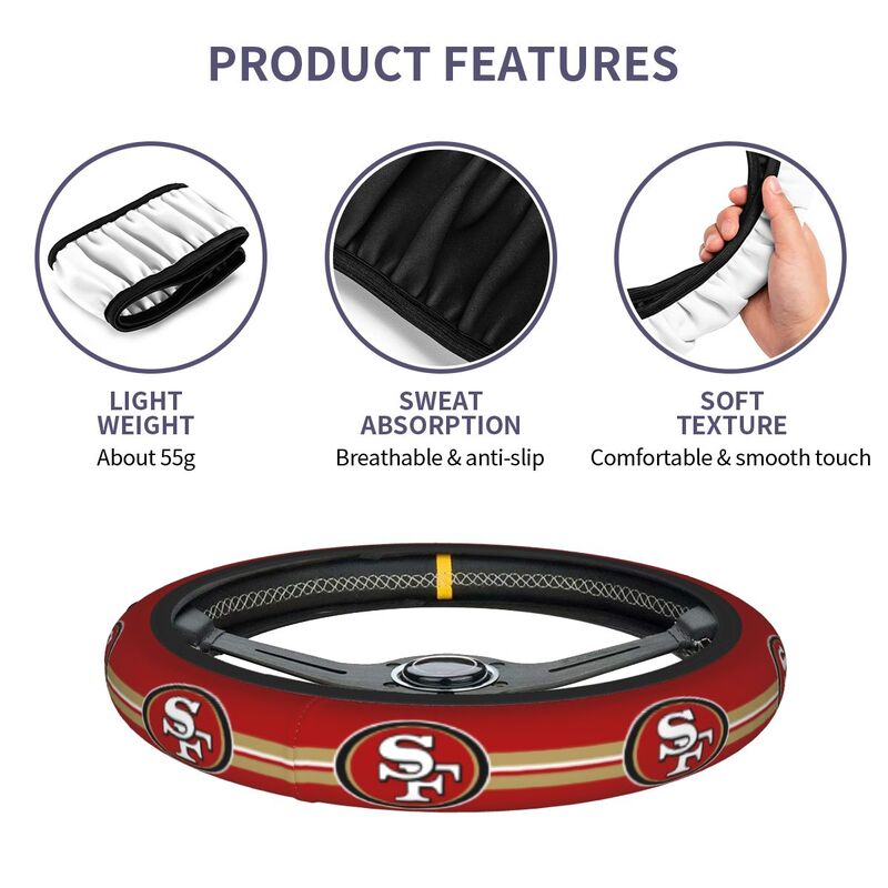 San Francisco 49ers 1 Printed breathable elastic steering wheel protective cover
