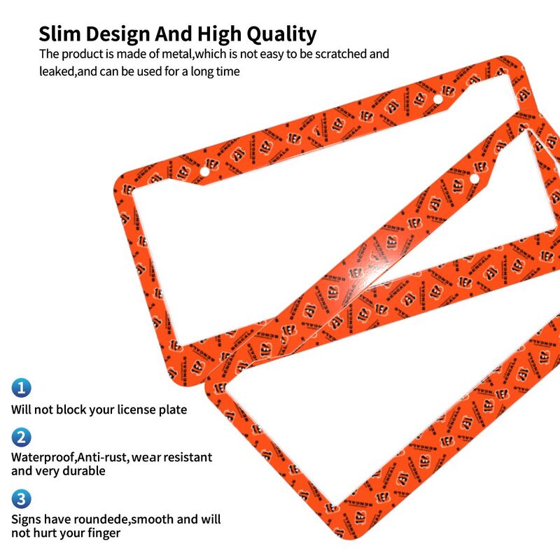 Cincinnati Bengals Print front rear license plate holder circular hole license plate holder (one pair)