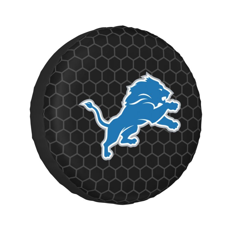 Detroit Lions 2 Grid printed car tire cover dustproof and waterproof tire cover