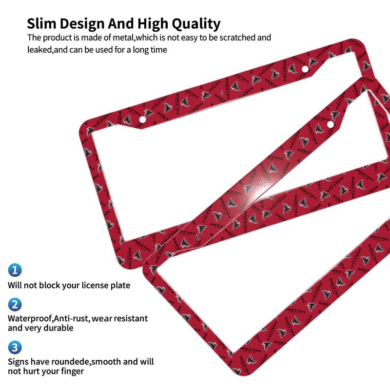 Atlanta Falcons Print front rear license plate holder circular hole license plate holder (one pair)
