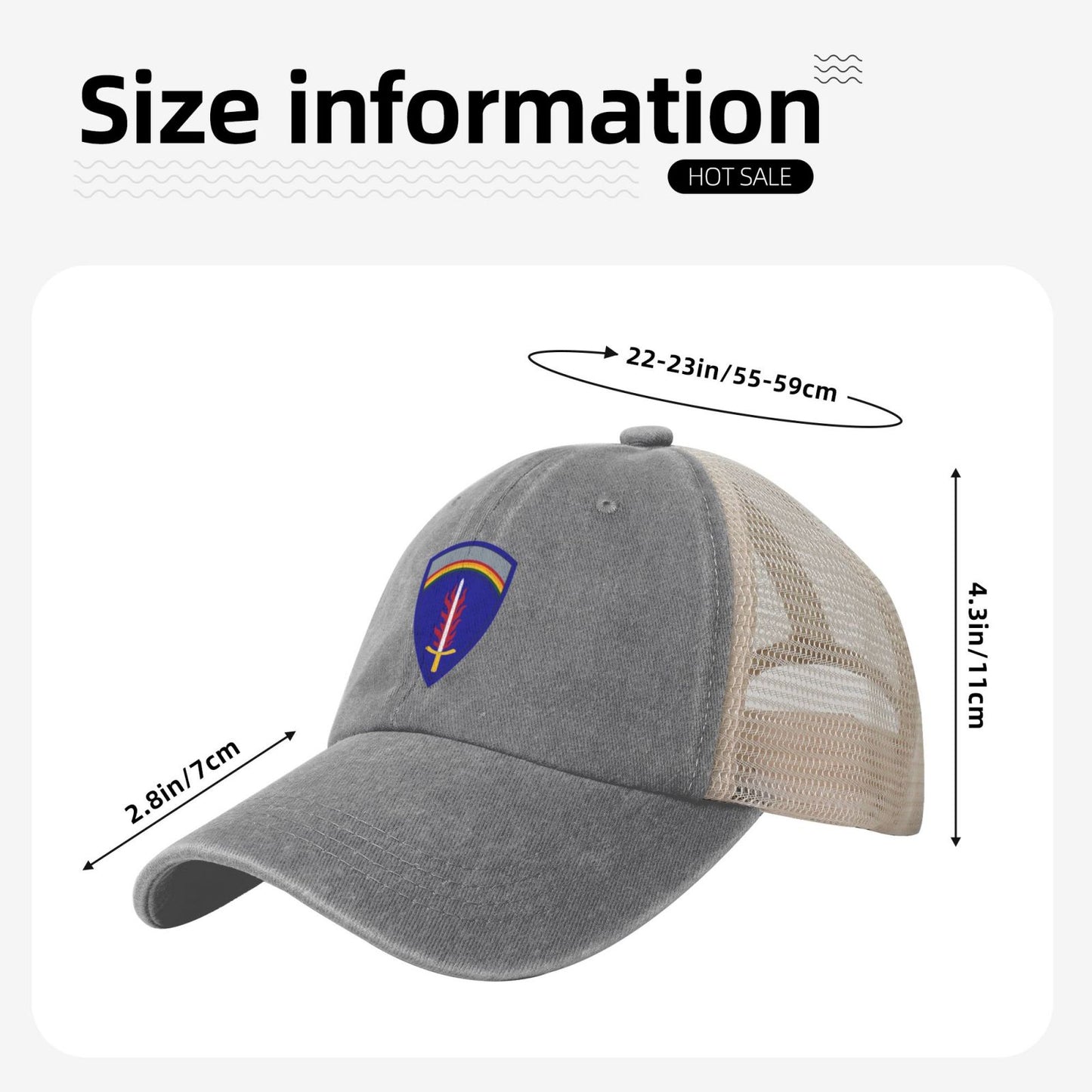 USAREUR Insignia Printed unisex baseball cap adjustable grid baseball cap veteran gift