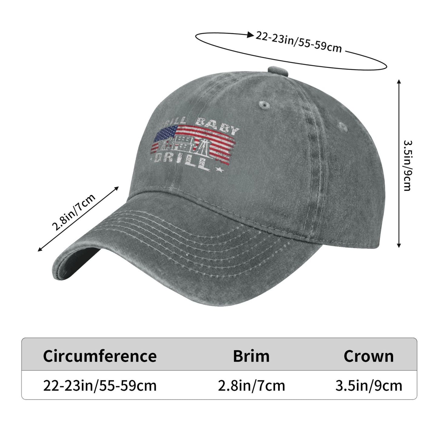 DRILL BABY DRILL Printed unisex baseball cap adjustable cap veteran gift