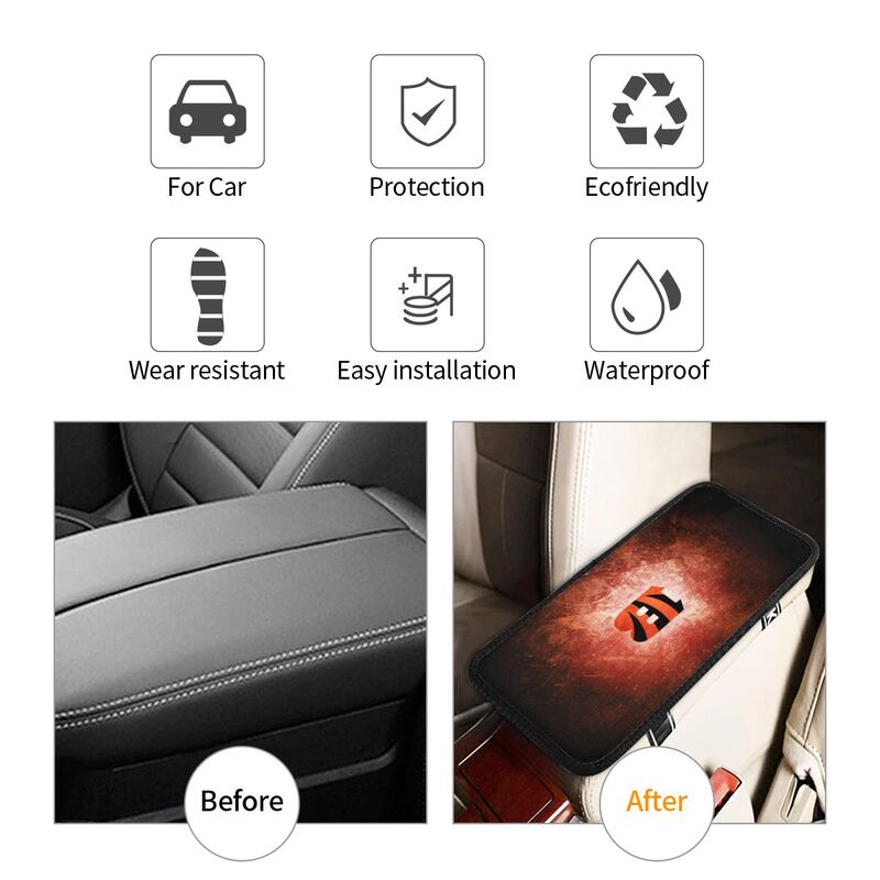 Car armrest box pad Cincinnati Bengals4 Printed central armrest box pad anti slip pad