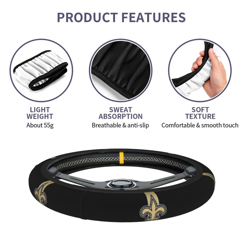 New Orleans Saints 3 Printed breathable elastic steering wheel cover