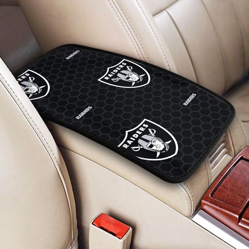 Car armrest box pad Las Vegas Raiders 1 Printed center armrest box pad protective pad