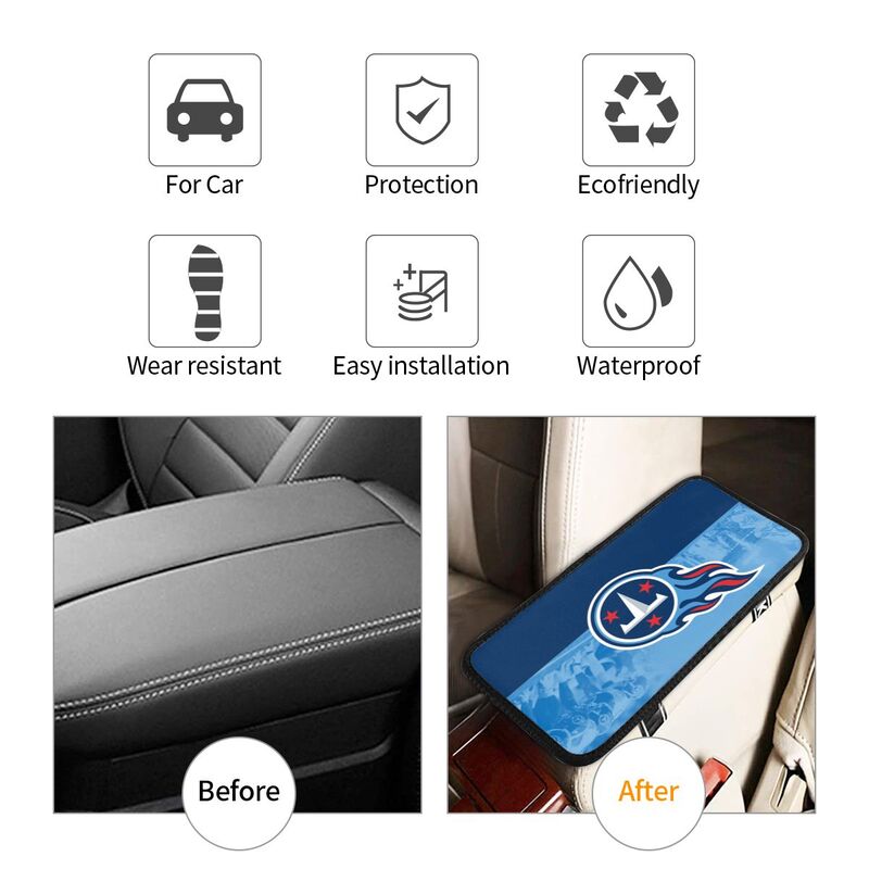 Car armrest box pad Tennessee Titans 3 Printed central armrest box pad protective pad