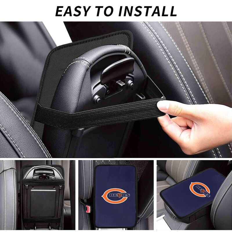 Car armrest box pad Chicago Bears 3 Printed central armrest box cushion protective pad