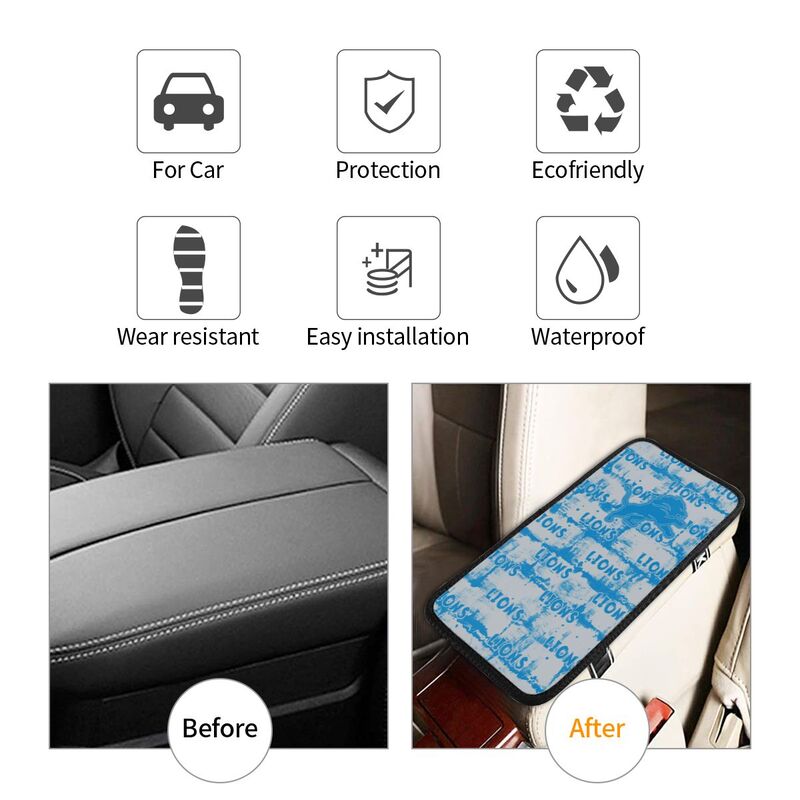 Detroit Lions print Car armrest box protective cover car center console armrest pad