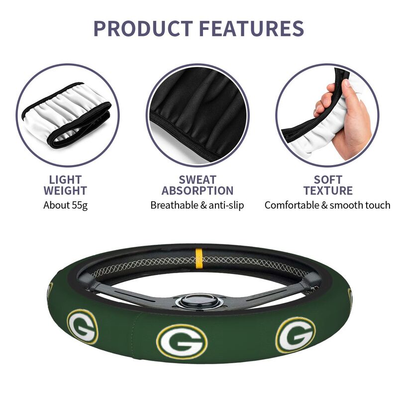 Green Bay Packers 1 Printed breathable elastic steering wheel anti slip cover
