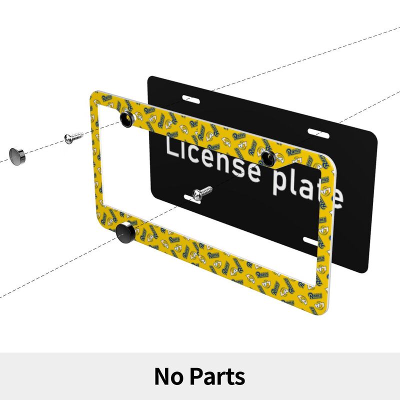 Los Angeles Rams Print front rear license plate holder circular hole license plate holder (one pair)