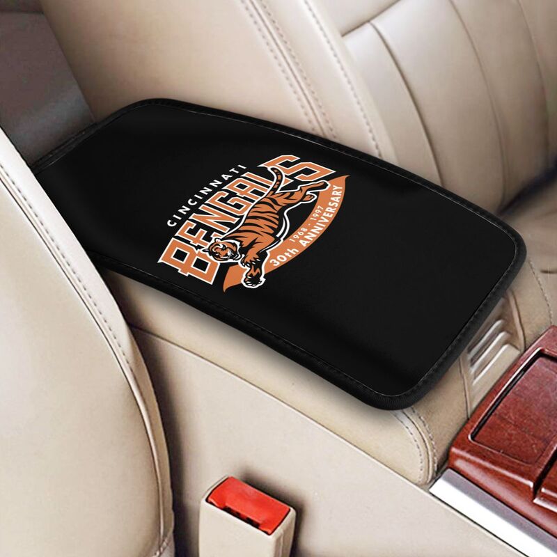 Car armrest box pad Cincinnati Bengals 4 Printed center armrest box pad protective pad