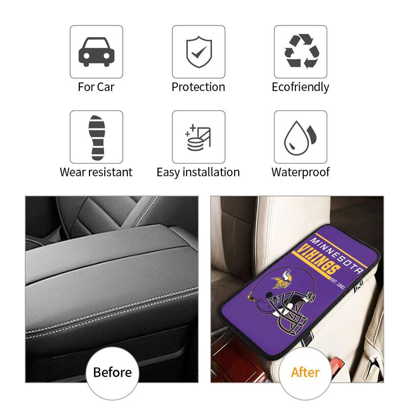 Minnesota Vikings Print car armrest box cushion armrest protective cover