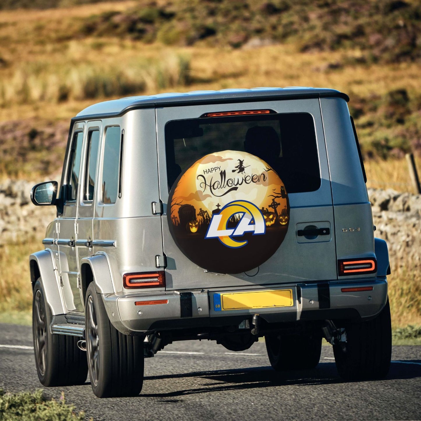 Los Angeles Rams Print Halloween background printed tire dust cover car tire cover