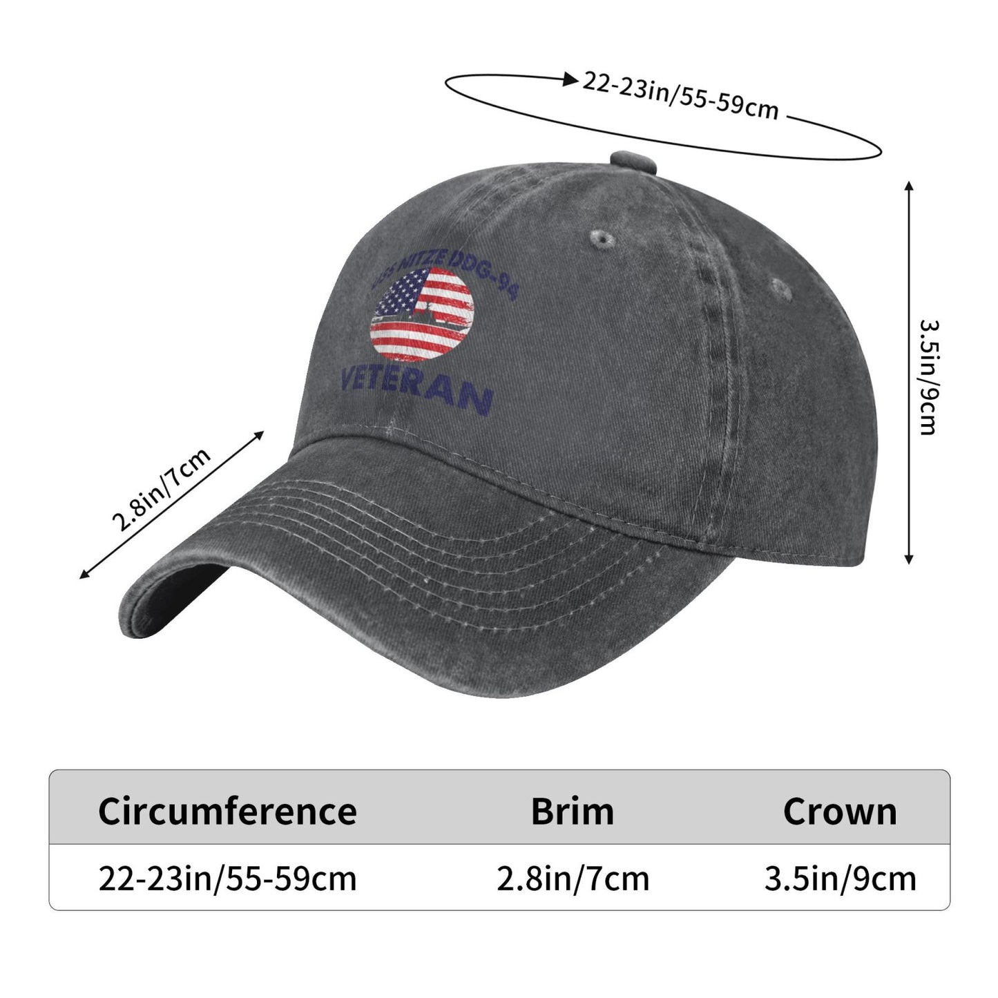 USS Nitze (DDG-94) print Unisex baseball cap adjustable sport hat veteran cap
