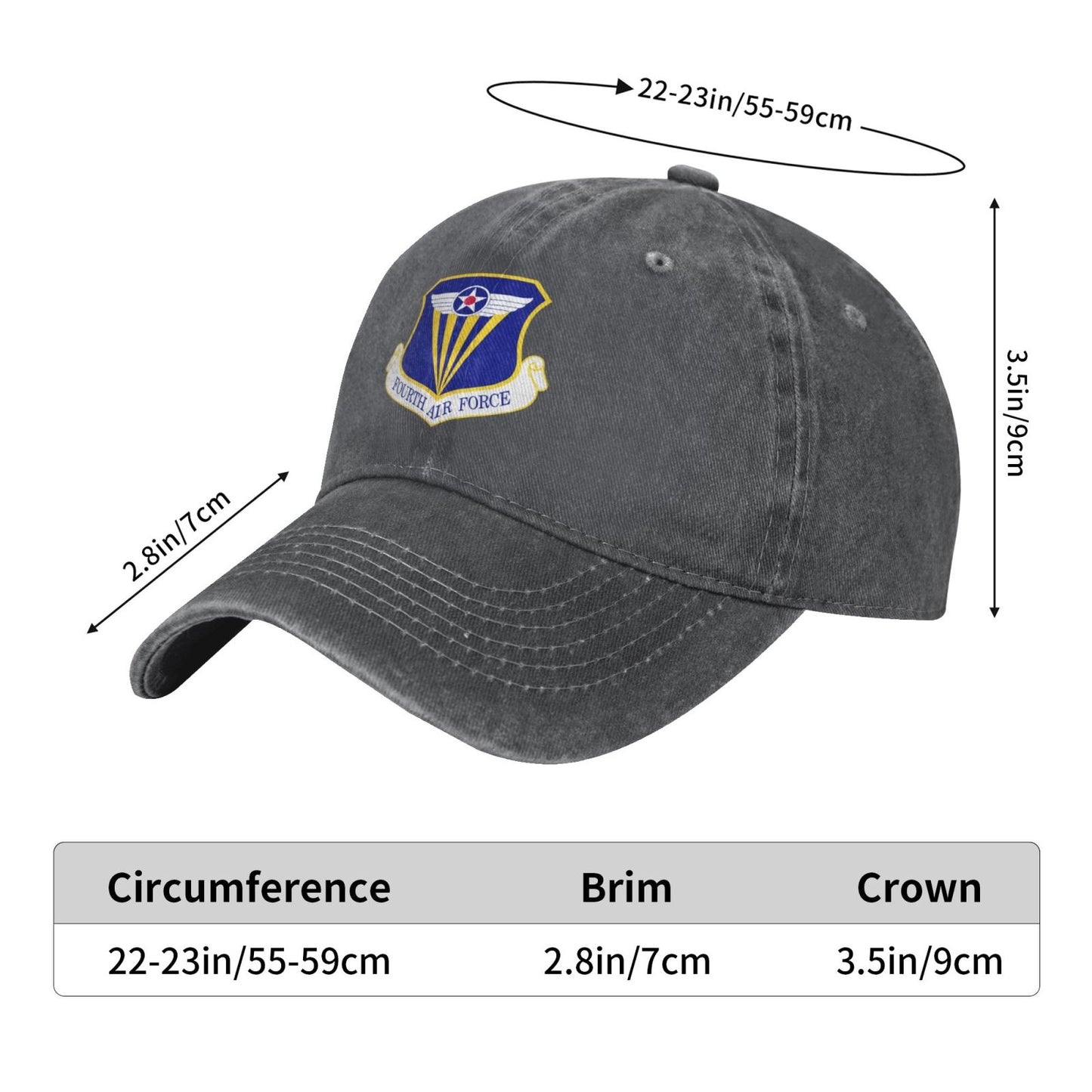 Fourth Air Force-Emblem Printed unisex baseball cap adjustable cap veteran gift