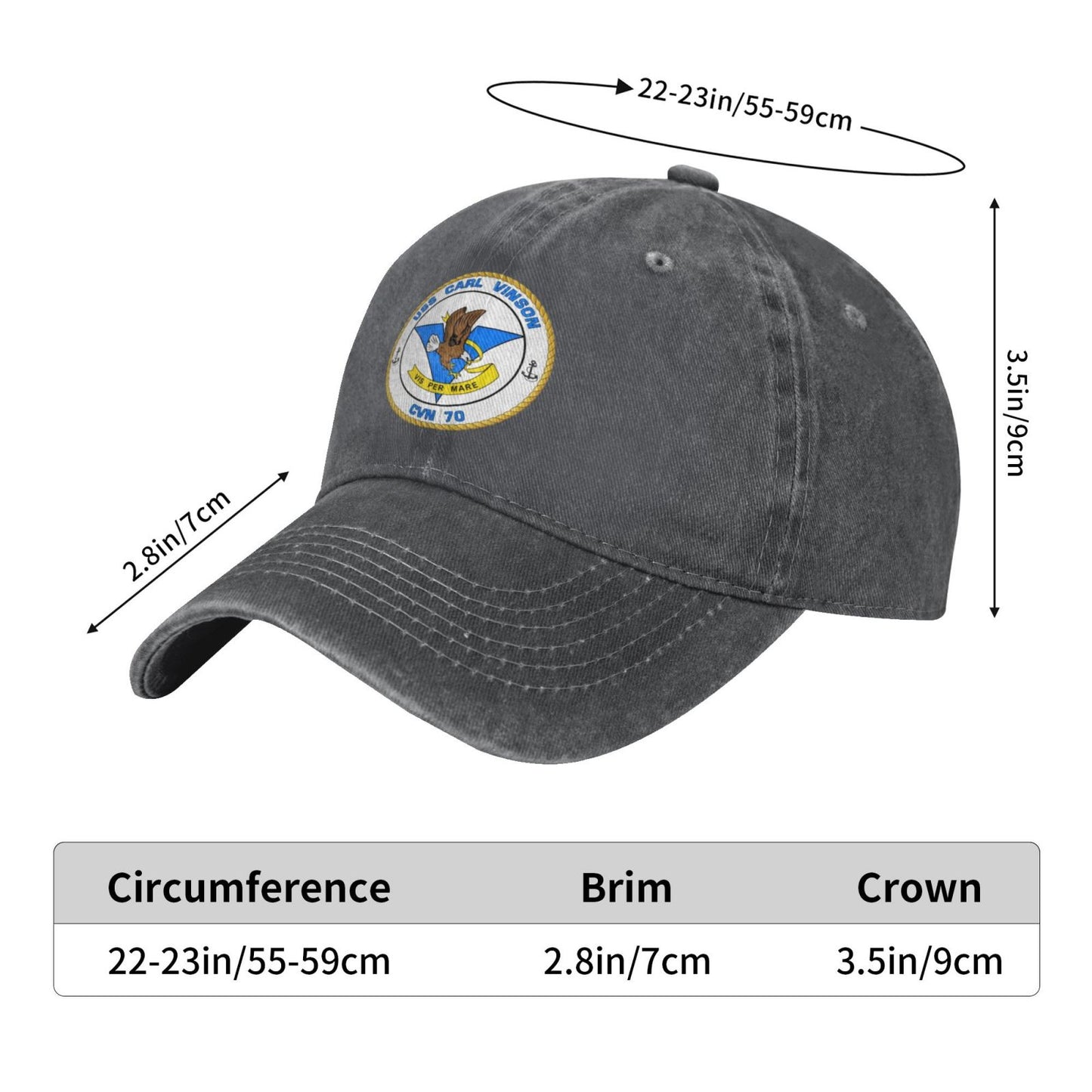 USS Carl Vinson CVN-70 Printed unisex baseball cap adjustable cap veteran gift