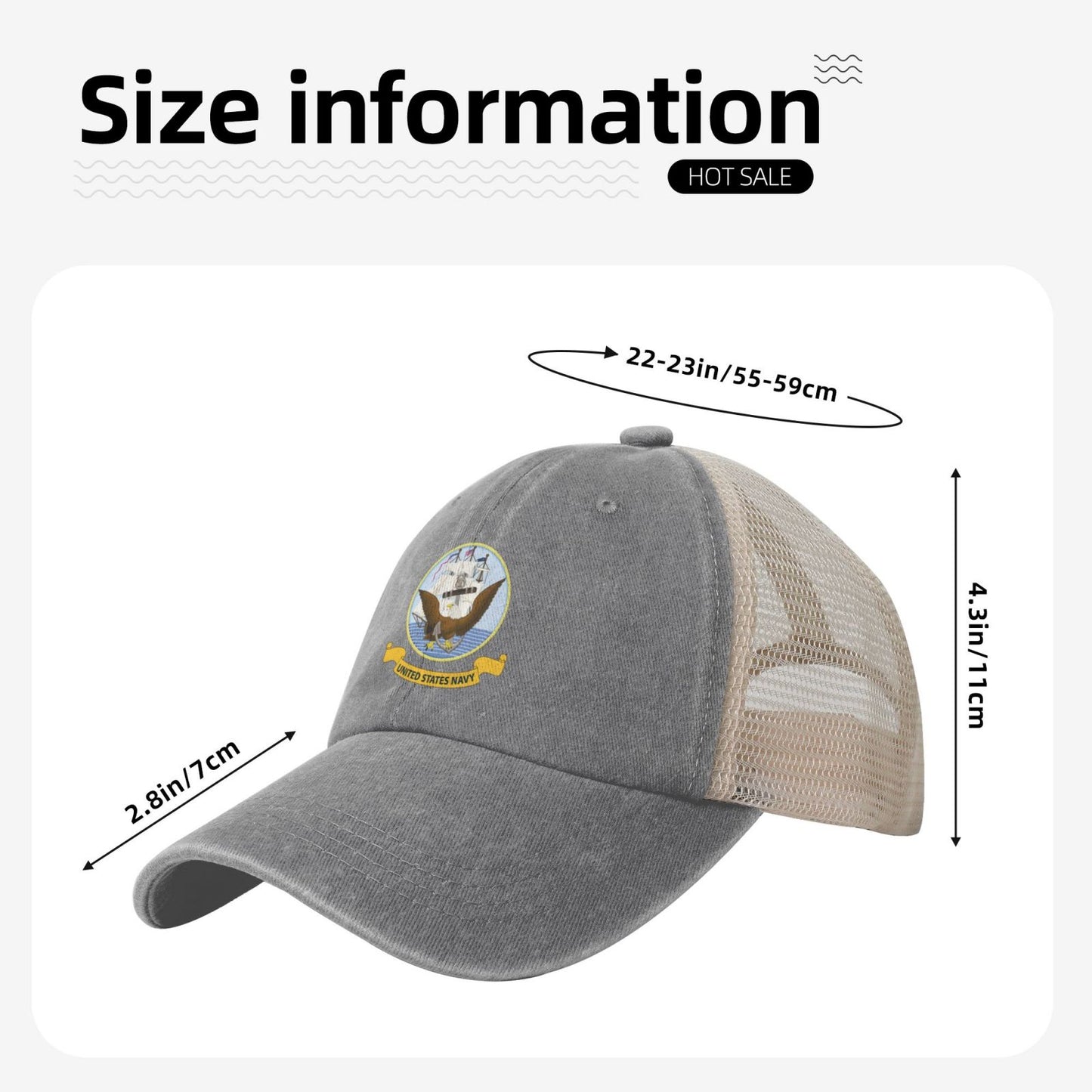 Flag Of The United States Navy Printed unisex baseball cap adjustable grid baseball cap veteran gift