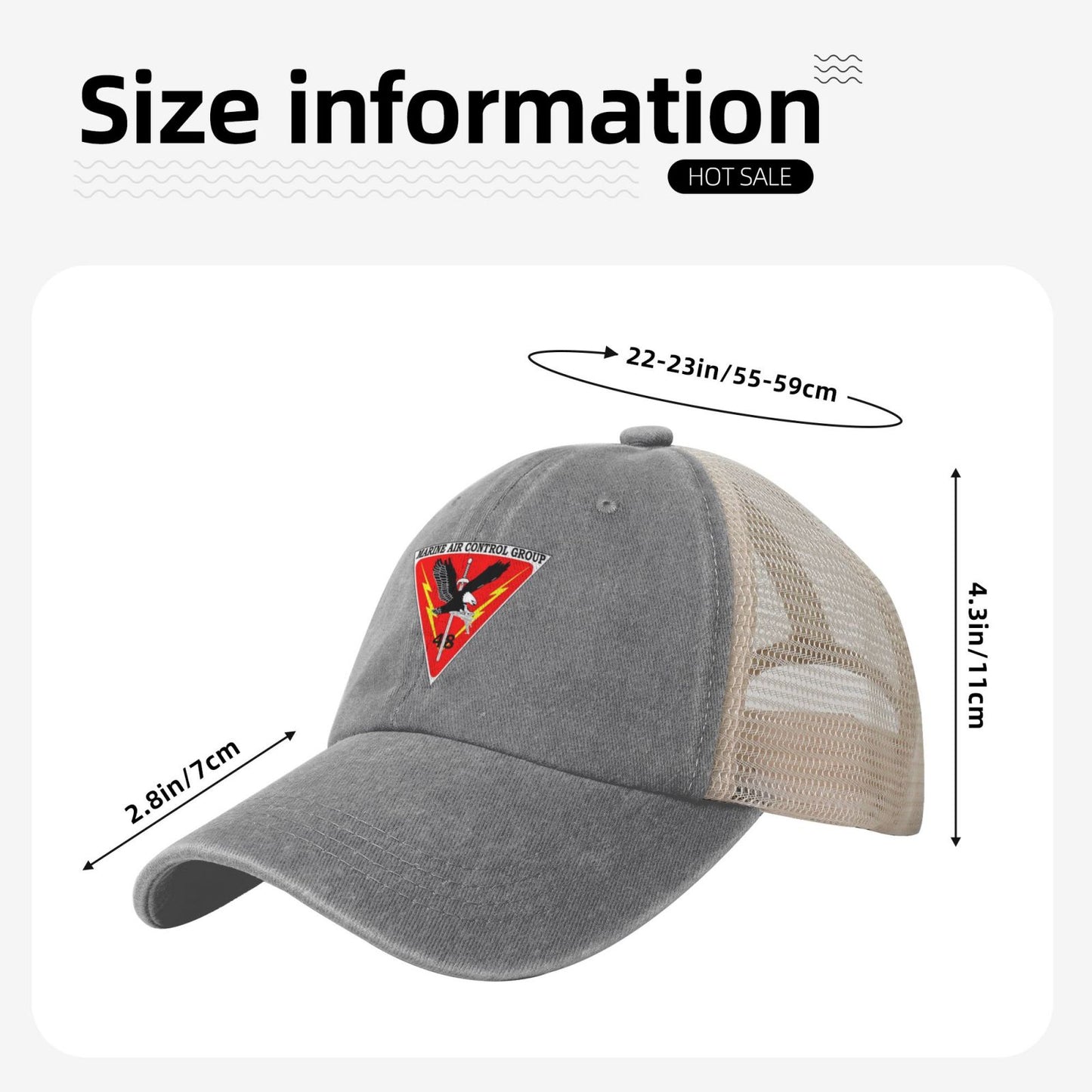 MACG 48 Insignia Printed unisex baseball cap adjustable grid baseball cap veteran gift