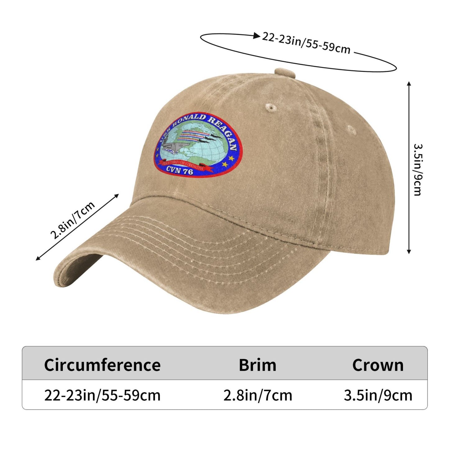 USS Ronald Reagan (CVN-76) Printed unisex baseball cap adjustable cap veteran gift
