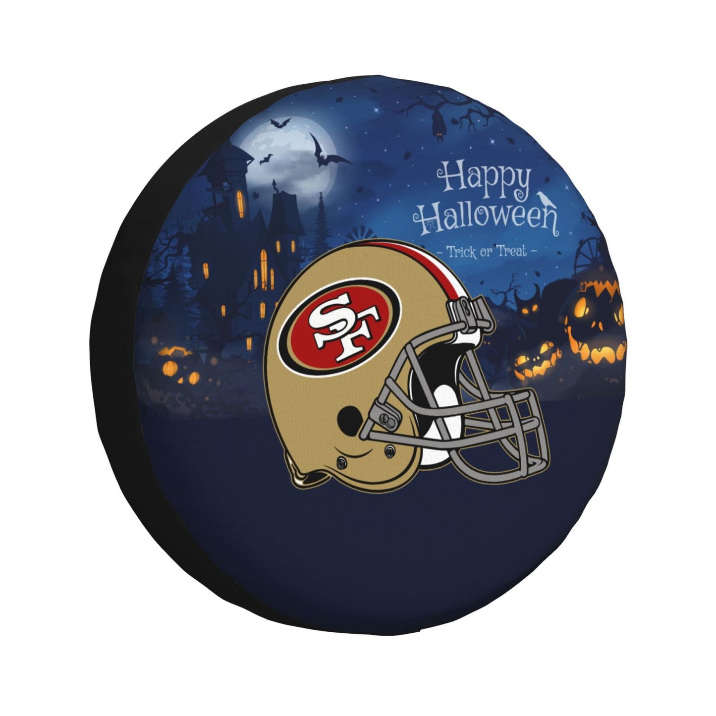 San Francisco 49ers printed car tire cover Happy Halloween printed tire dust cover