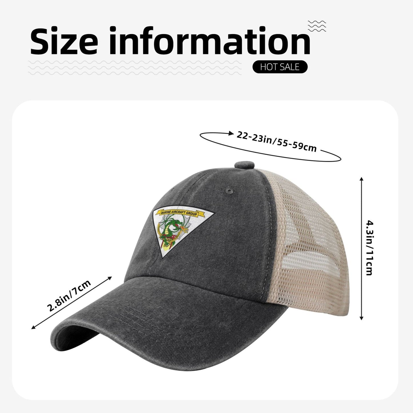 MAG-16 Insignia Printed unisex baseball cap adjustable grid baseball cap veteran gift