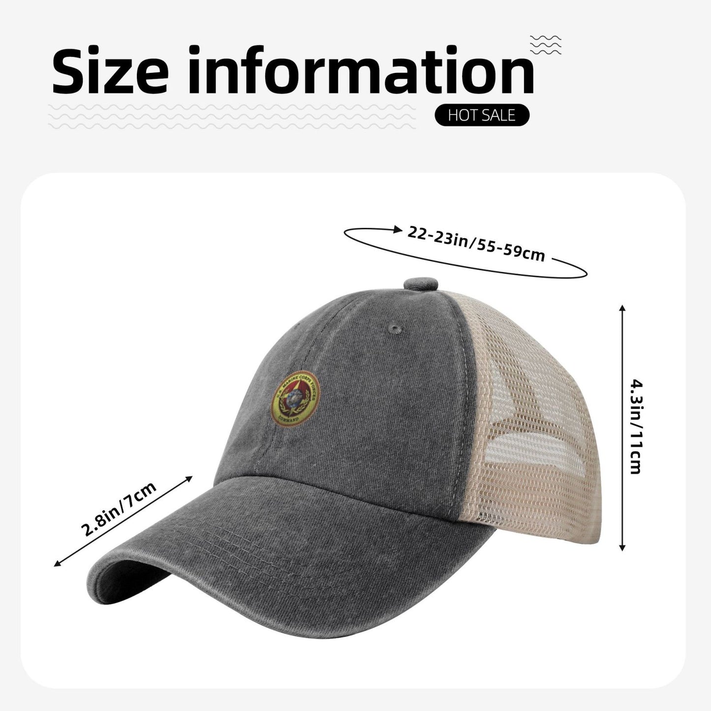 MARFORCOM Printed unisex baseball cap adjustable grid baseball cap veteran gift
