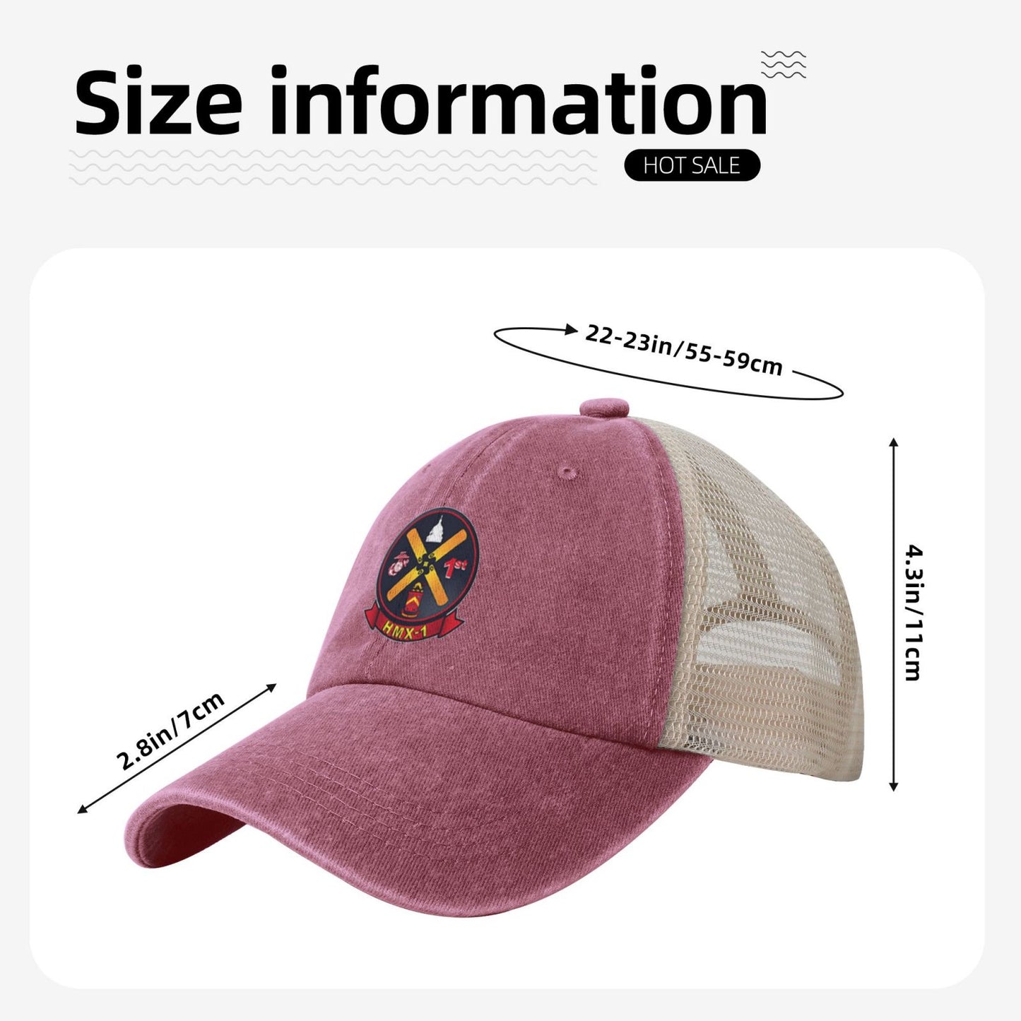 Hmx1 Official Insigia Printed unisex baseball cap adjustable grid baseball cap veteran gift