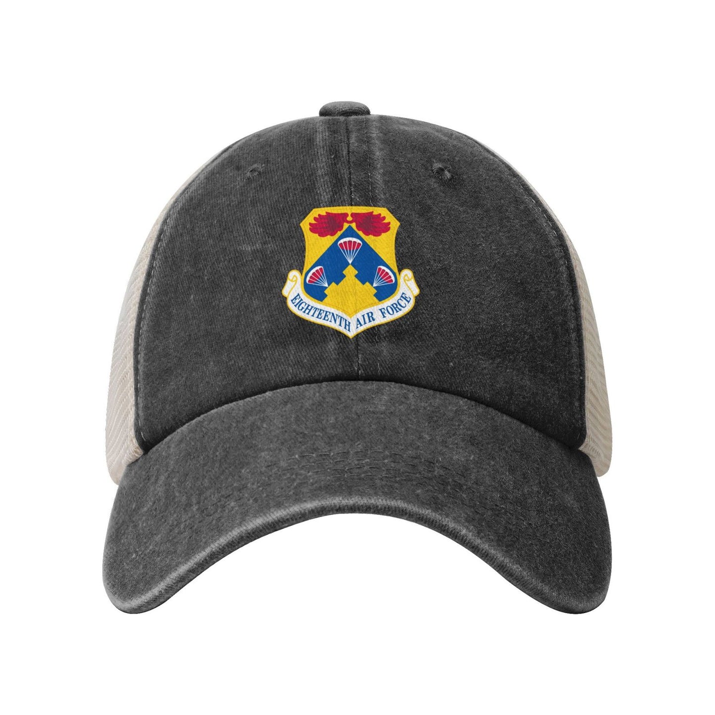 Eighteenth Air Force-Emblem Printed unisex baseball cap adjustable grid baseball cap veteran gift
