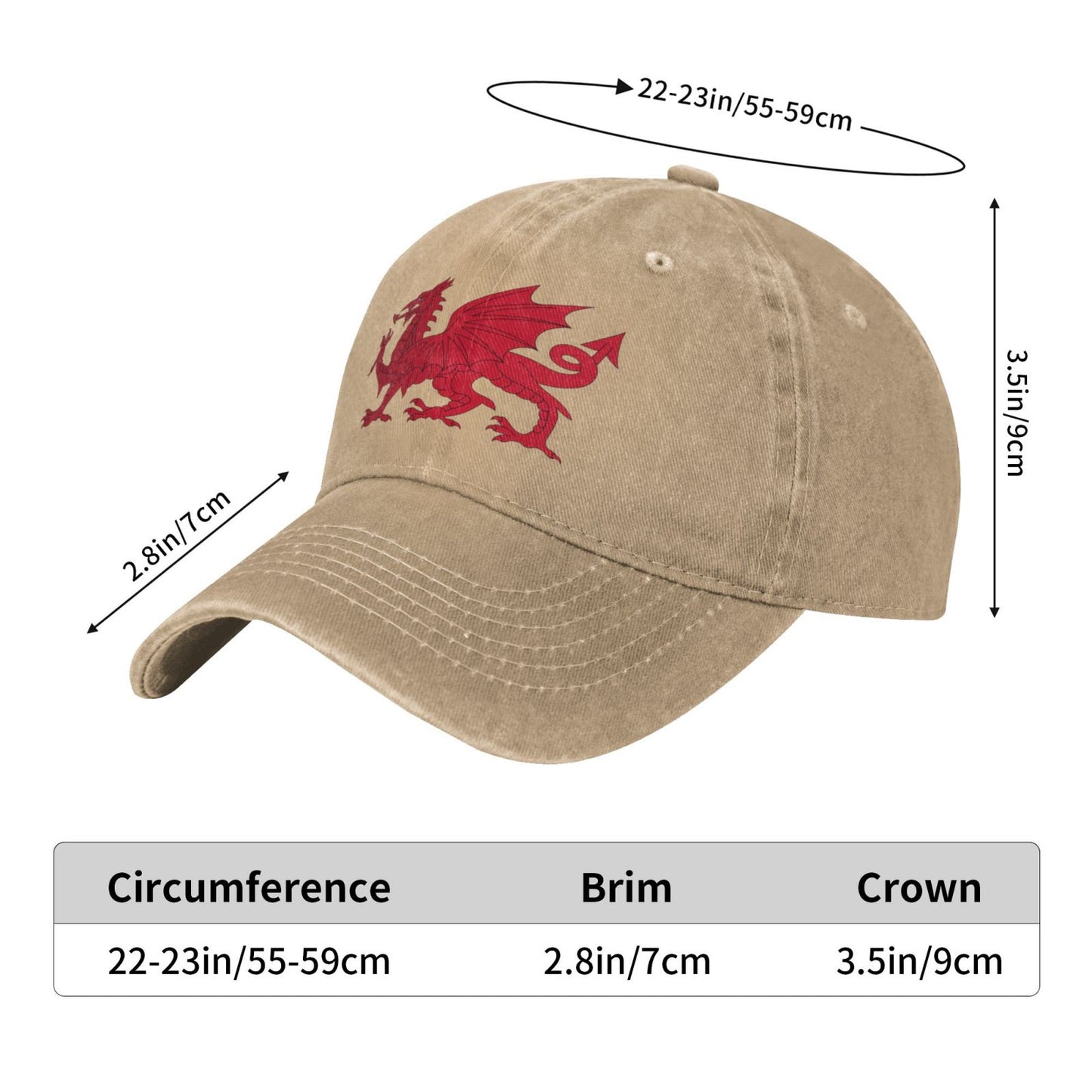 WELSH DRAGON & CYMRU Printed unisex baseball cap adjustable cap outdoor sun hats trucker hat