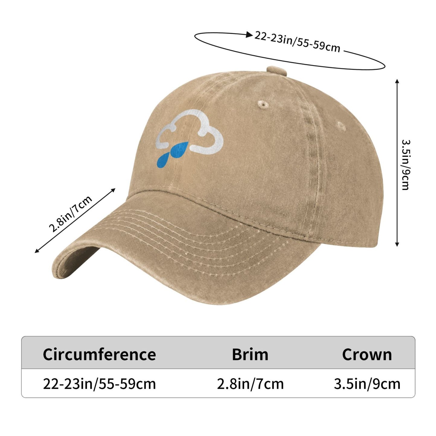 Weather Symbol Rain Printed unisex baseball cap adjustable cap outdoor sun hats trucker hat
